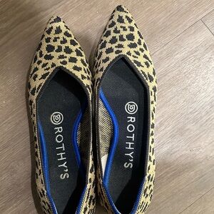 Rothy's Leopard Print Flats with Blue Trim